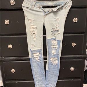 Two tone ripped jeans